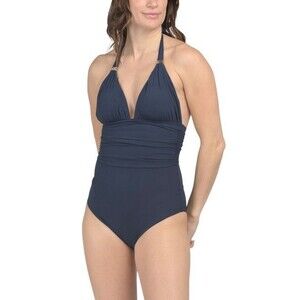 VIX Paula Hermanny womens Bia Tube One Piece Swimsuit size XL Midnight Navy $176